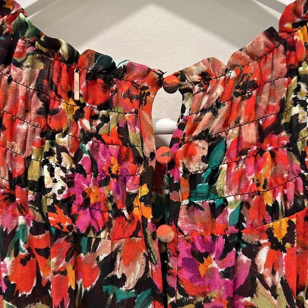 Misa Women's Marin Floral Long Sleeve Mini Dress Size Small Revolve Red Black - Picture 11 of 13